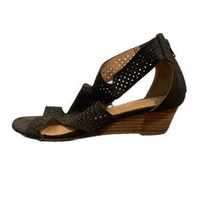 Report Black Mesh Low Wedge Heel Sandals Mackie 9